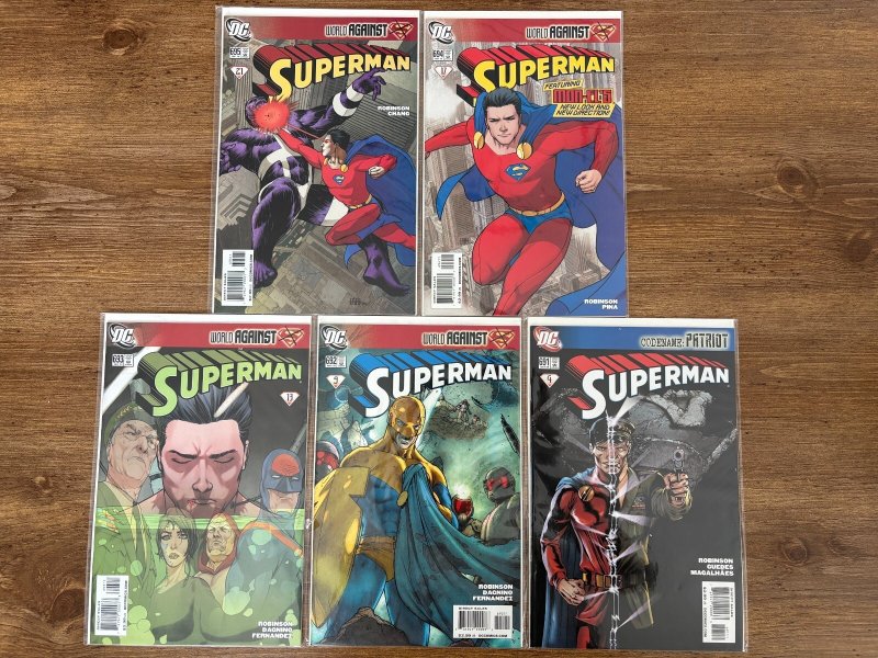 Lot of 5 Superman DC Comic Books # 691 692 693 694 695 NM 1st Prints 5 J440, raw comic book in NM condition — front cover