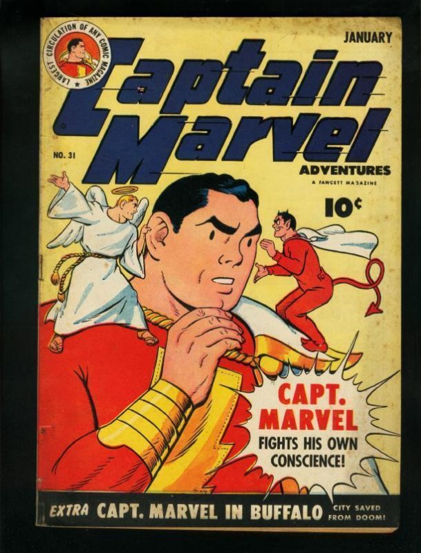 Captain Marvel Adventures #31 (Fawcett Publications), raw comic book in VG/FN condition — front cover