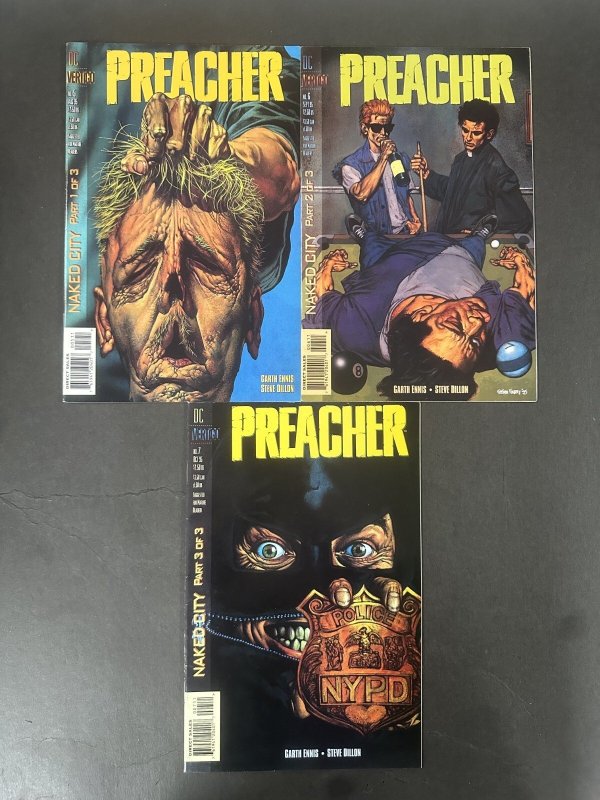 Preacher (1995) #5-7 Complete "Naked City" Fn/vf Story Arc Set of 3 Vertigo (DC Comics, 1995), raw comic book in FN/VF condition — front cover