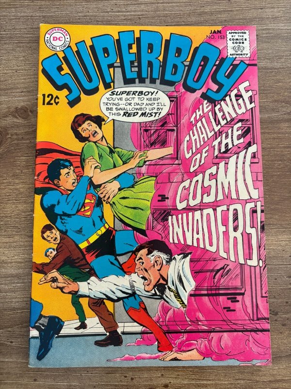 Superboy #153 (DC Comics, 1969), raw comic book in VF condition — front cover