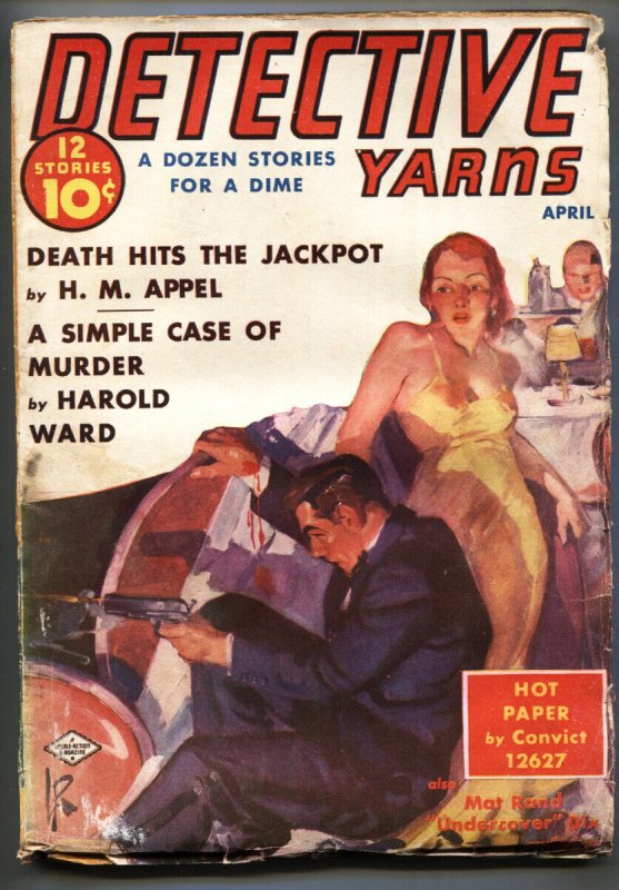 Detective Yarns 1939 April-Spicy Cover-Hardboiled Pulp Fiction (1939), raw, ungraded comic book — front cover