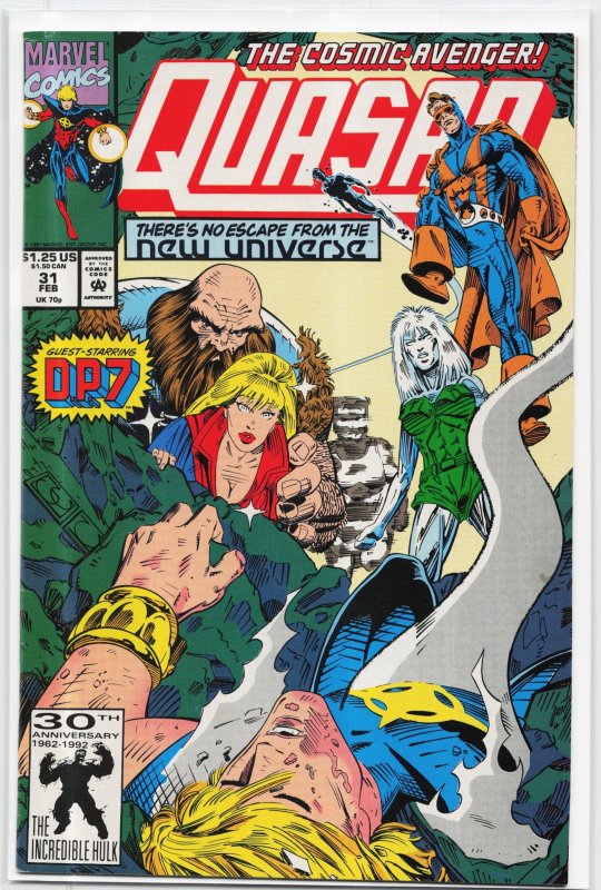 Quasar #31 (1992), raw, ungraded comic book — front cover