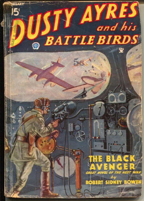 Pulp: Dusty Ayres and His Battle Birds 2/1935-fantasy air war Pulp Hero-VG, raw comic book in VG condition — front cover