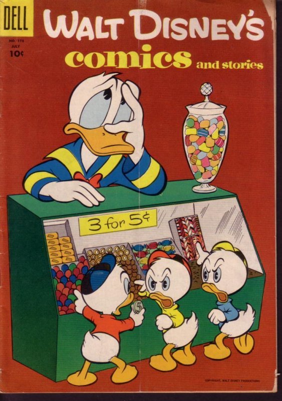 Walt Disney's Comics & Stories #178, raw comic book in VG condition — front cover