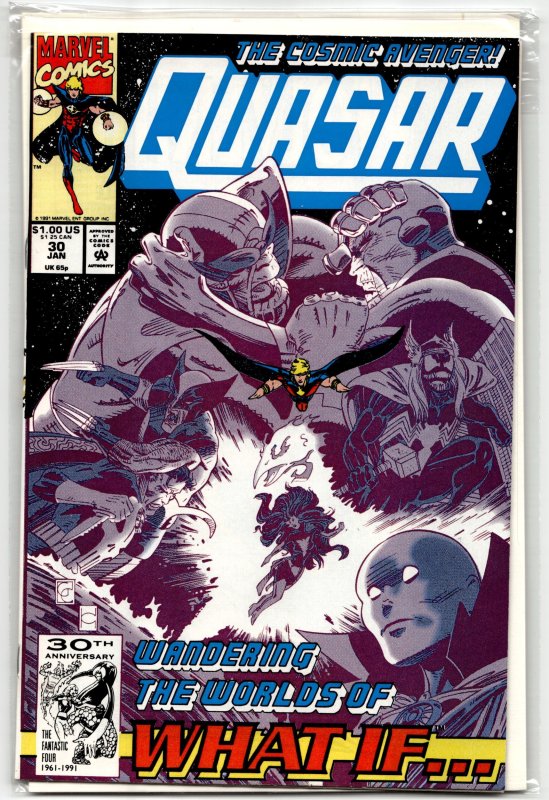 Quasar #30 (1992), raw, ungraded comic book — front cover