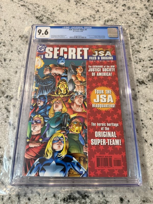 JSA Secret Files #1 (DC Comics), CGC 9.6 graded comic book, Universal Blue label — front cover in its holder