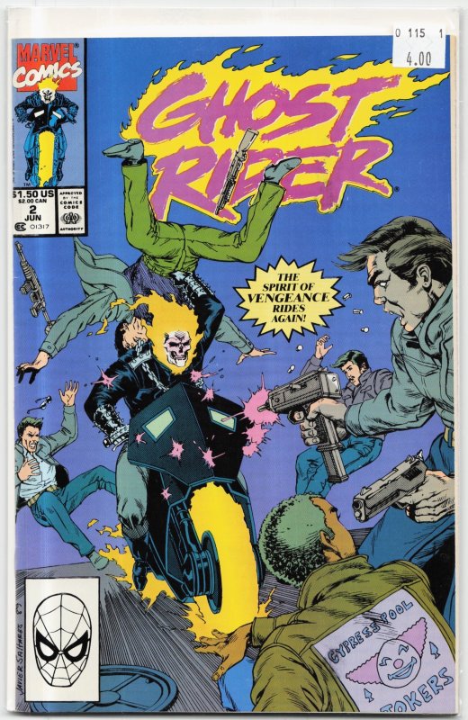 Ghost Rider #2 (Marvel Comics, 1990), raw, ungraded comic book — front cover