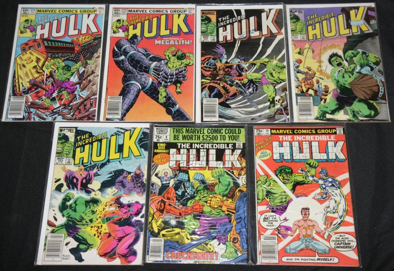 Marvel Bronze-Copper Age Incredible Hulk 7pc Mid Grade Comic Lot Fn-Vf Avengers (Marvel Comics), raw comic book in VF condition — front cover