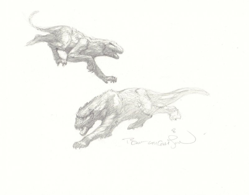Big Cat Monster Pencil Art Drawings - Signed art by Bernie Wrightson, raw, ungraded comic book — front cover