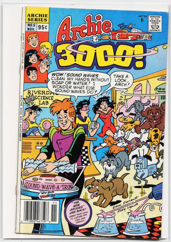 Archie 3000! #5 (Archie Comics, 1989), raw, ungraded comic book — front cover