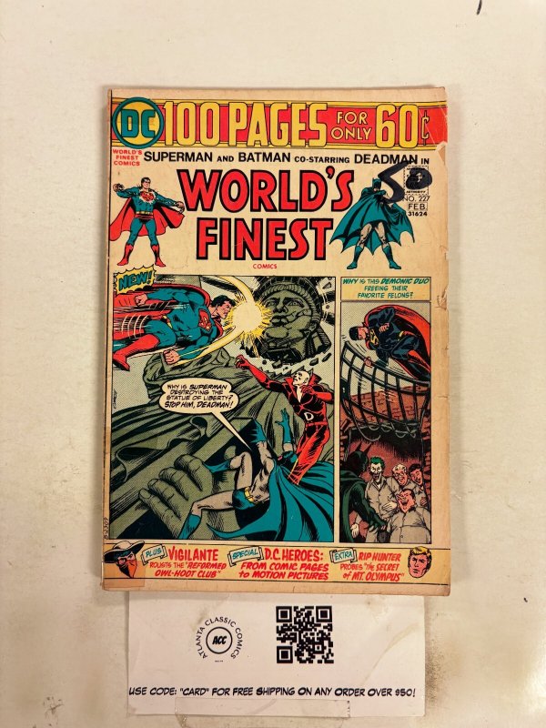 World's Finest #227 (DC Comics, 1973), raw comic book in VG condition — front cover