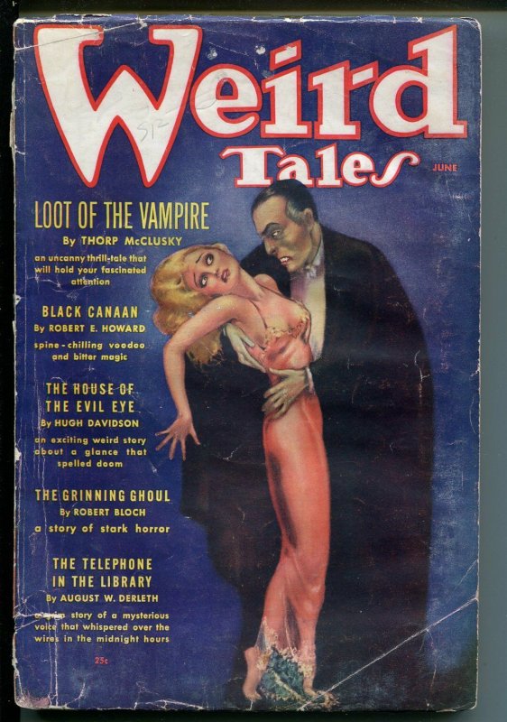 Weird Tales-6/1936-pulp Fiction-spicy Good Girl Art-Brundage-Derleth-Howard-VG-, raw comic book in VG- condition — front cover