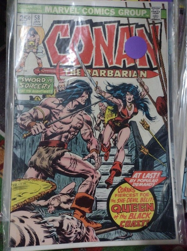 Conan the Barbarian #58 (Marvel Comics, 1976), raw, ungraded comic book — front cover