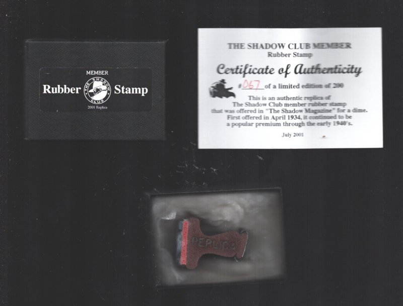 Shadow Club -Pulp Magazine Pulp Hero-Rubber Stamp 2001-Limited to 200-COA (2001), raw, ungraded comic book — front cover