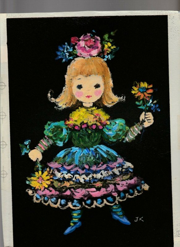 Thinking OF YOU Cute Girl in Beautiful Dress 8.5x11" Greeting Card Art #M1490, raw comic book in 8.5 condition — front cover