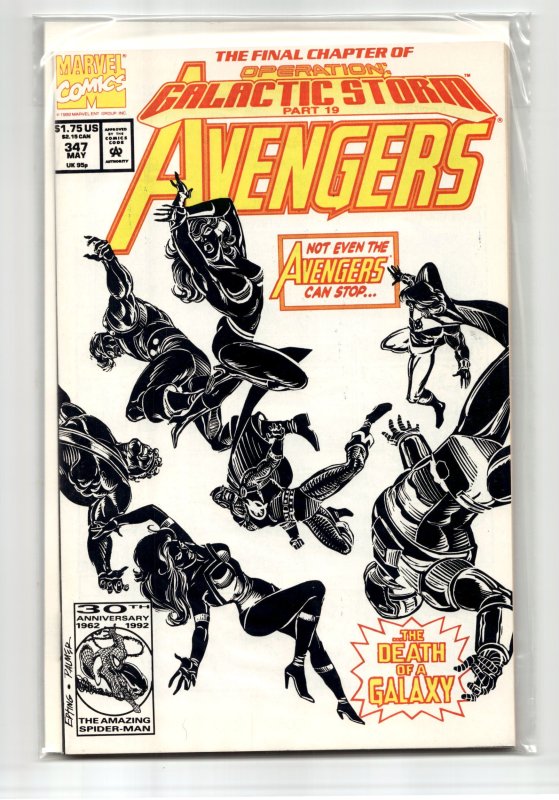 The Avengers #347 (Marvel Comics, 1992), raw, ungraded comic book — front cover