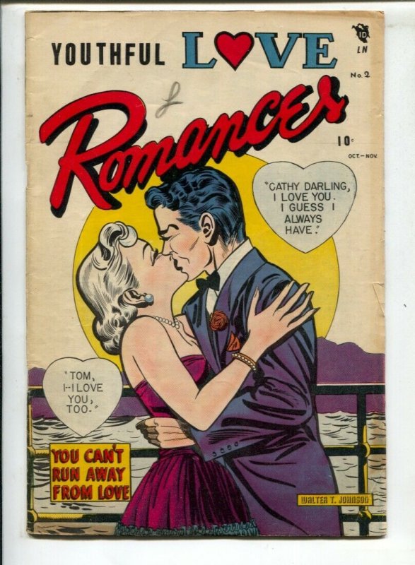 Youthful Love Romances #2 (1949), raw, ungraded comic book — front cover