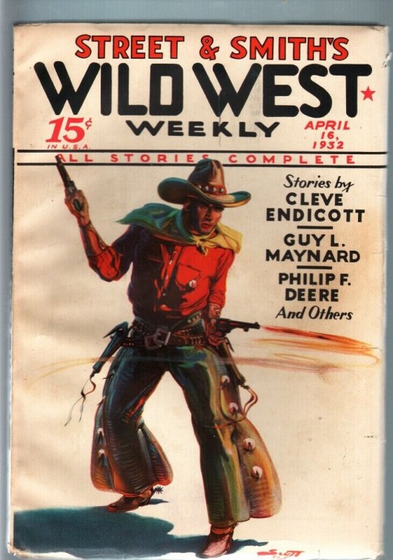 Wild West Weekly-4/16/1932-Pulp-Guy Maynard VF, raw comic book in VF condition — front cover