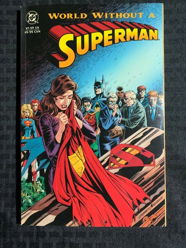 1993 World Without a Superman SC TPB VF 8.0 1st DC Comics (DC Comics, 1993), raw comic book in VF 8.0 condition — front cover