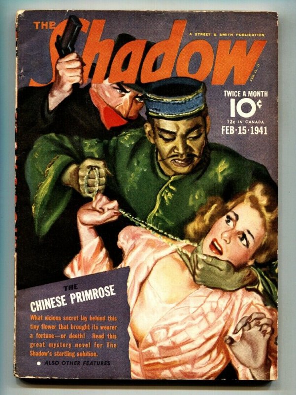 Shadow 1941 feb 15-asia Menace cvr Street AND Smith-Rare Pulp vg+ (1941), raw, ungraded comic book — front cover