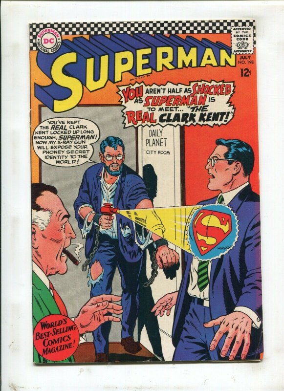 Superman #198 (DC Comics, 1967), raw comic book in 5.5 condition — front cover