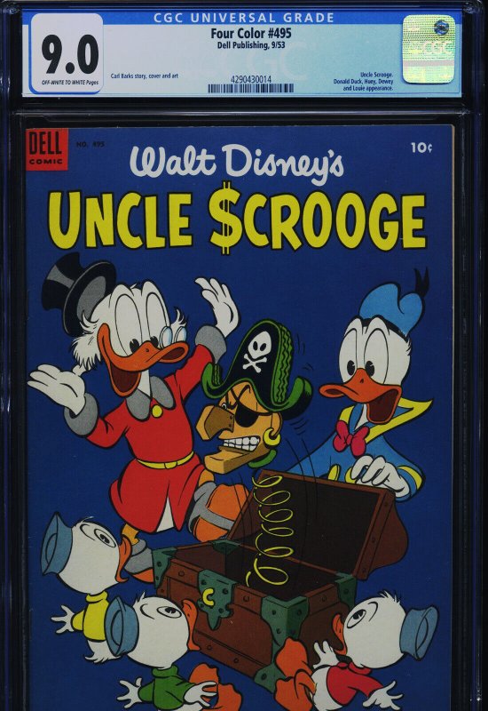 Four Color #495 (Dell Comics, 1953), CGC 9.0 graded comic book, Universal Blue label — front cover in its holder
