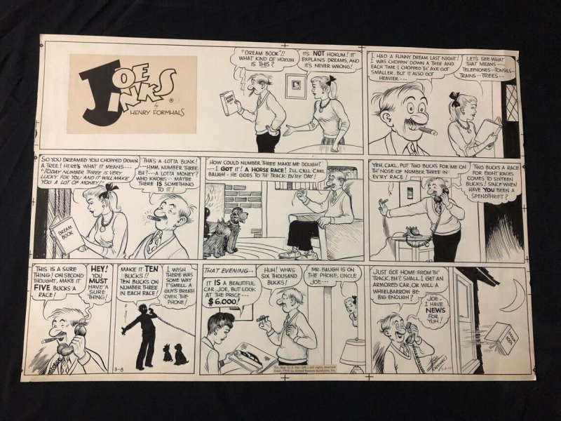 Joe Jinks Original Sunday Comic Strip Art- 3/8/53 - Formhals art, raw, ungraded comic book — front cover
