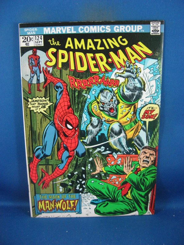 Amazing Spider-Man #124 (Marvel Comics, 1973), raw comic book in NM- condition — front cover