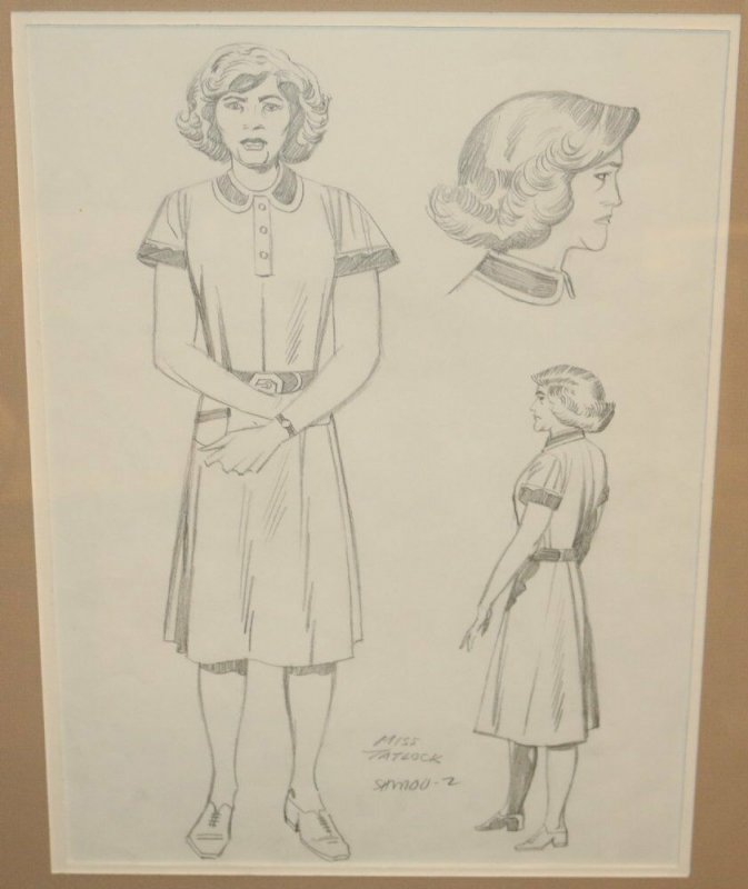 Miss Tatlock Pencil Character Designs - Matted - art by Jack Kirby, raw, ungraded comic book — front cover