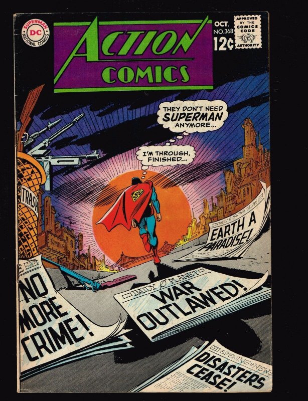 Action Comics #368 (DC Comics, 1968), raw comic book in 7.0 condition — front cover