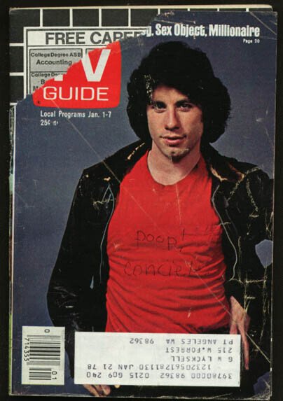 Mag: TV Guide 01/01/1977-Kotter's John Travolta/rose Bowl G, raw, ungraded comic book — front cover