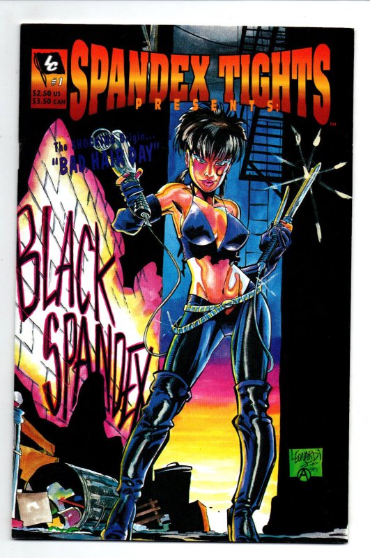 Spandex Tights Presents Black Spandex #1 (1996), raw comic book in NM condition — front cover