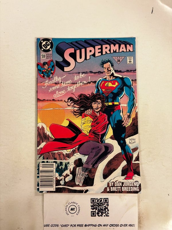Superman #59 (DC Comics), raw comic book in VF condition — front cover