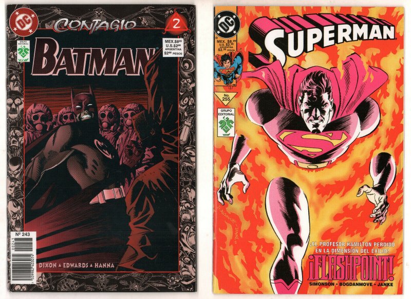 Batman Contagio #2 & Superman #255 Spanish 2pc Lot (8.0) Dennis O'Neil File Copy, raw comic book in 8.0 condition — front cover
