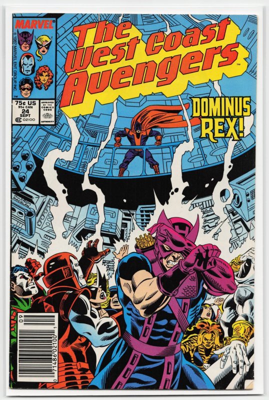 West Coast Avengers #24 (Marvel Comics, 1987), raw, ungraded comic book — front cover