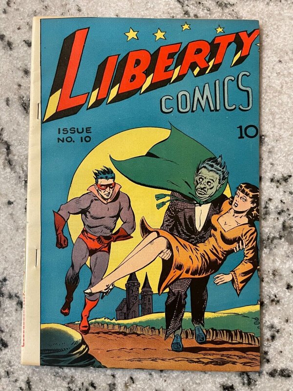 Liberty Comics #10, raw comic book in VF/NM condition — front cover