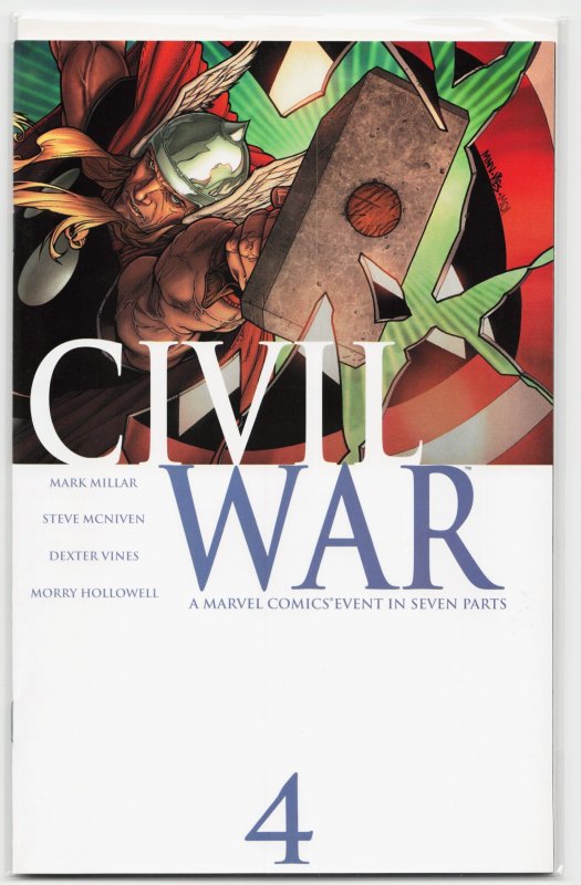 Civil War #4 (Marvel Comics, 2006), raw, ungraded comic book — front cover