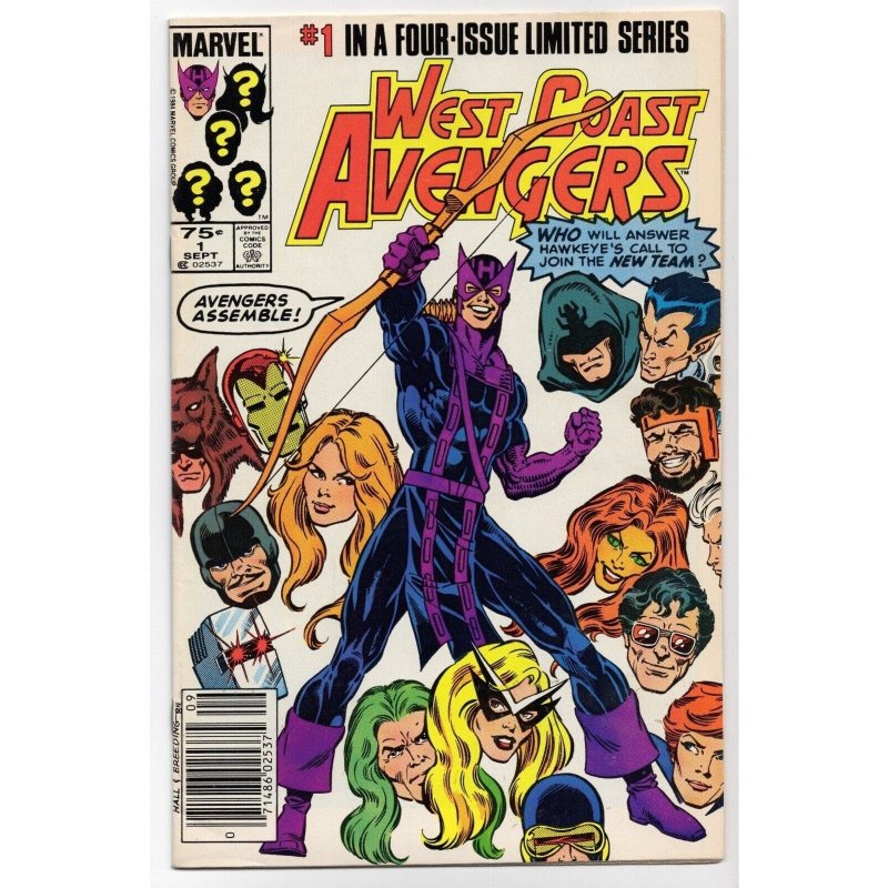 West Coast Avengers #1 (Marvel Comics, 1984), raw comic book in FN/VF 7.0 condition — front cover