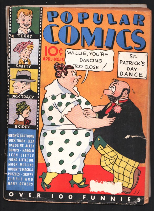 Popular #15 (1937), raw, ungraded comic book — front cover
