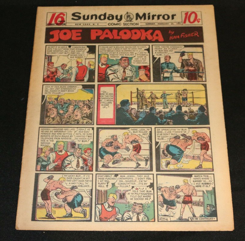 1951 Sunday Mirror Weekly Comic Section February 25th (Fine) Superman Boring (1951), raw, ungraded comic book — front cover