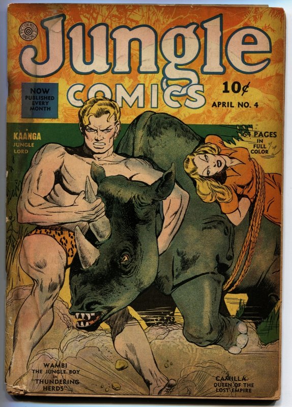 Jungle Comics #4-1940- Kaanga- Red Panther- Fiction House F/G (Fiction House), raw, ungraded comic book — front cover