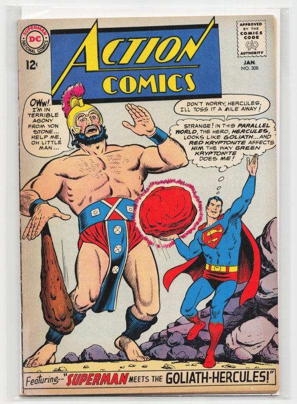 Action Comics #308 (DC Comics, 1964), raw, ungraded comic book — front cover