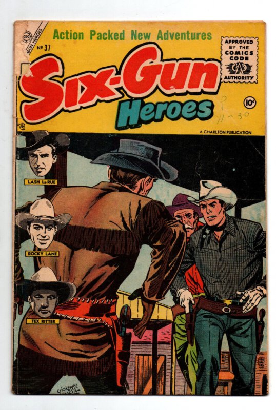 Six-Gun Heroes #37 (Fawcett Publications, 1956), raw comic book in GD condition — front cover