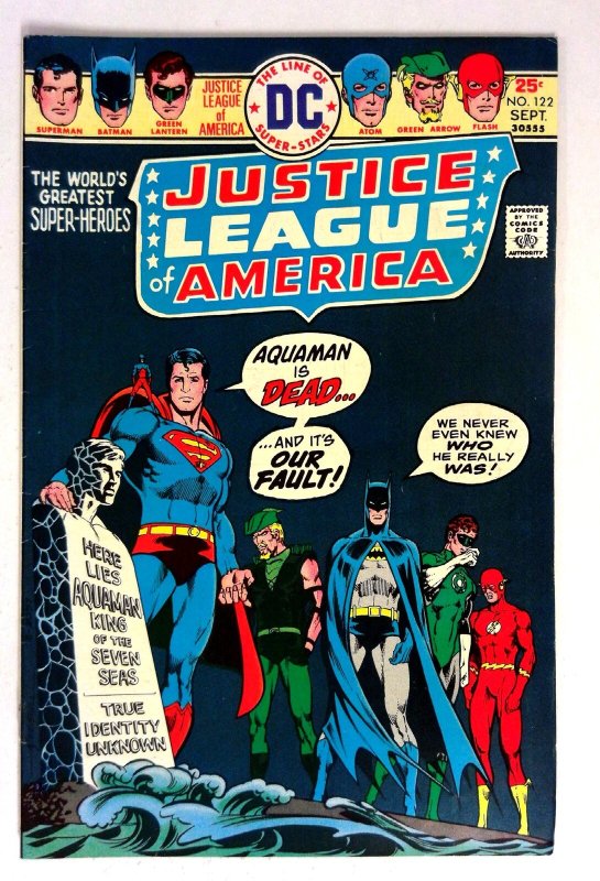 Justice League of America #122 (DC Comics, 1975), raw comic book in VF condition — front cover
