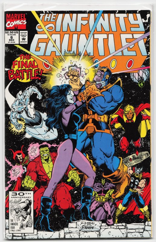 The Infinity Gauntlet #6 (Marvel Comics, 1991), raw, ungraded comic book — front cover