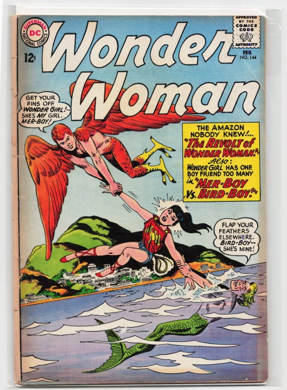 Wonder Woman #144 (DC Comics, 1964), raw, ungraded comic book — front cover