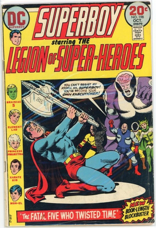 Superboy #198 (DC Comics, 1973), raw comic book in VG/FN 5.0 condition — front cover