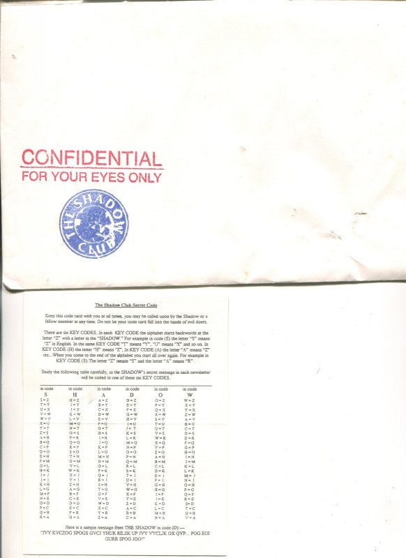 Pulp: Shadow Club Kit-Pulp Memorabilia-Rare 1995-ring-ID Card-newsletter-NM- (1995), raw comic book in NM- condition — front cover