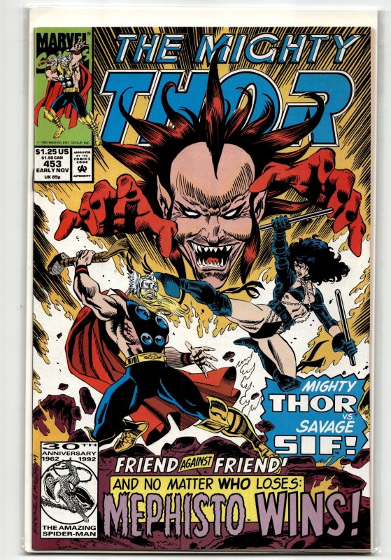The Mighty Thor #453 (Marvel Comics, 1992), raw, ungraded comic book — front cover