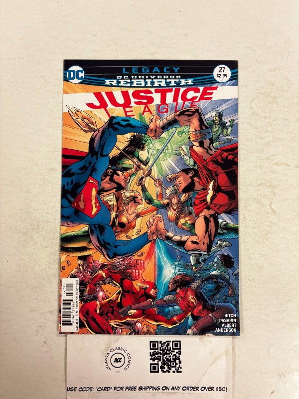 Justice League #27 (DC Comics), raw comic book in NM condition — front cover